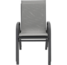 Stapelbarer grauer Gartensessel mit Armlehne