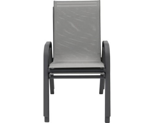 Stapelbarer grauer Gartensessel mit Armlehne