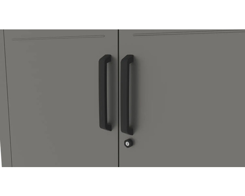 Vue détaillée d'une armoire métallique verrouillable avec poignées