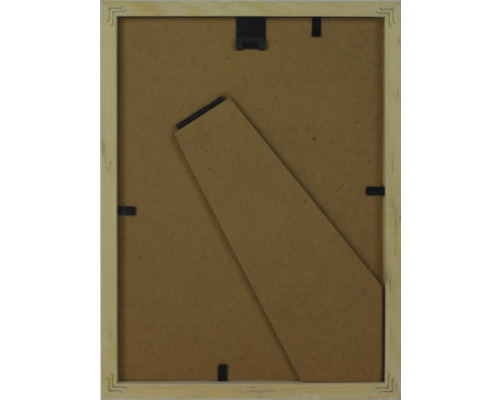 Arrière d'un cadre photo avec support et dispositif de suspension