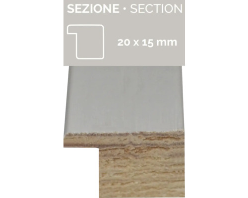 Baguette profilée en bois, section 20x15 millimètres