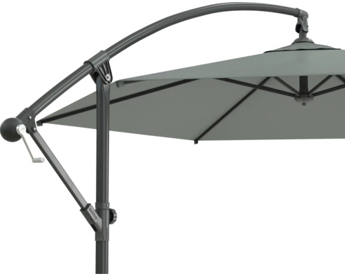 Detailansicht eines Sonnenschirms mit Kurbelmechanismus