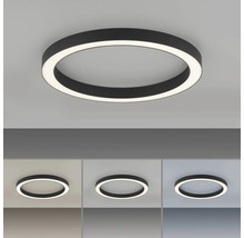 Plafonnier en anneau noir avec LEDs intégrées