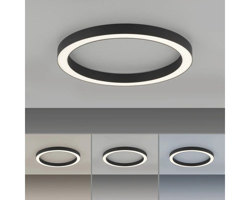 Plafonnier en anneau noir avec LEDs intégrées