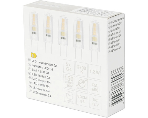 Paquet d'ampoules LED G4, 5 pièces