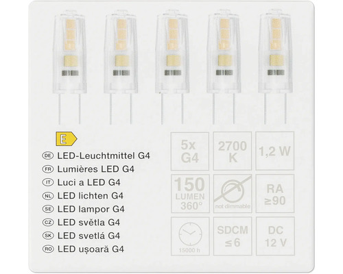 Cinq ampoules LED G4