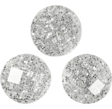 Drei runde, glitzernde Cabochons