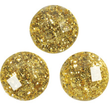 Drei runde, glitzernde Bastelsteine