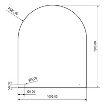 Technische Zeichnung mit den Maßen 1000 mal 1200 Millimeter