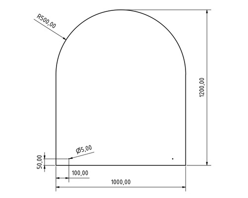 Technische Zeichnung mit den Maßen 1000 mal 1200 Millimeter