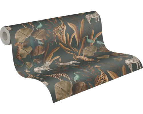 Tapetenrolle mit Dschungelmuster mit Zebras, Giraffen und Leoparden