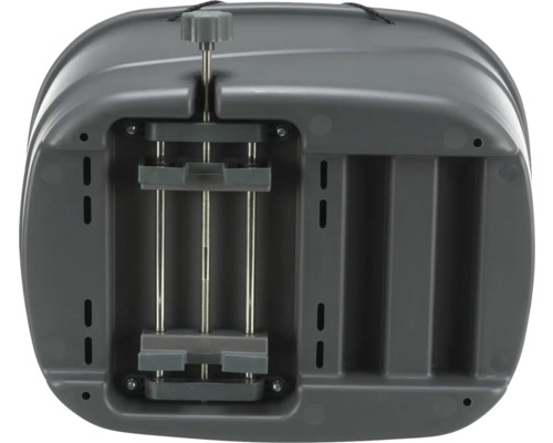 Grauer Kompostbeschleuniger, Ansicht von unten mit Schraubvorrichtung