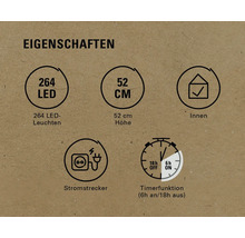 Produktmerkmale: 264 LEDs, 52 Zentimeter Höhe, Innenbereich, Netzstecker, Timerfunktion (6 Stunden ein, 18 Stunden aus)