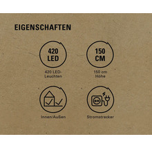 Produktmerkmale: 420 LEDs, 150 cm Höhe, für Innen- und Aussenbereich geeignet, Stromanschluss