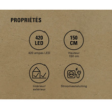 Caractéristiques du produit: 420 LEDs, hauteur 150 cm, convient pour l'intérieur et l'extérieur, raccordement électrique