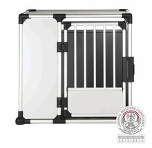 Caisse de transport pour chien en aluminium avec porte à barreaux