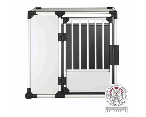 Caisse de transport pour chien en aluminium avec porte à barreaux