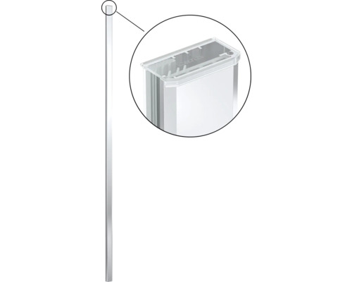 Profilé de cabine de douche avec agrandissement du coin supérieur