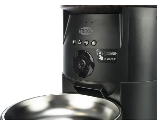 Trixie Logo, Futterautomat für Haustiere mit Futternapf aus Metall