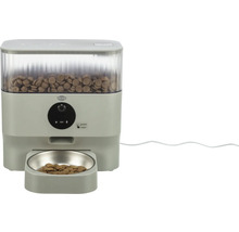 Automatischer Futterautomat für Haustiere mit Futternapf und Trixie Logo