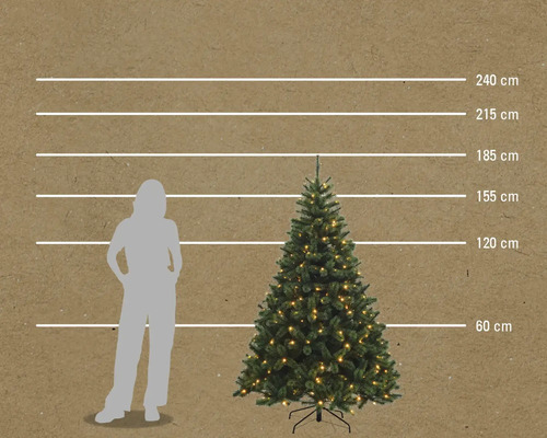 Comparaison de taille d'un arbre de Noël artificiel avec éclairage