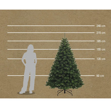 Image d'un sapin de Noël artificiel avec indication des dimensions en centimètres.
