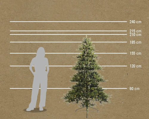 Image d'un arbre de Noël avec des indications de taille à titre d'illustration