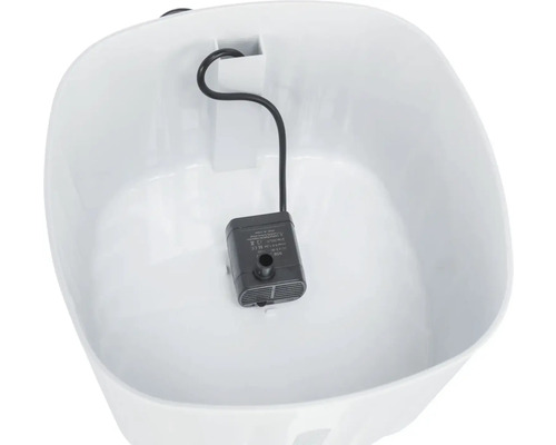 Innenansicht eines Haustierbrunnens mit Pumpe