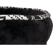 Panier en tissu noir avec motif sur le bord