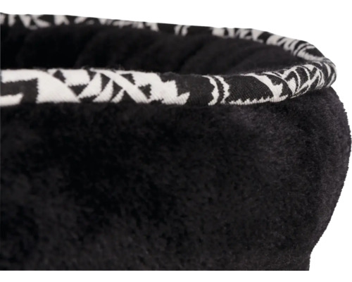 Panier en tissu noir avec motif sur le bord