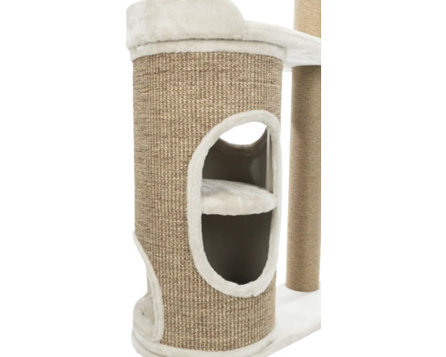 Vue détaillée d'un arbre à chat avec une grotte et une colonne à gratter