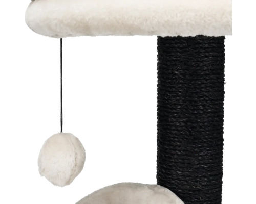 Détail d'un arbre à chat avec tronc en sisal et balle de jeu