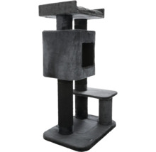 Arbre à chat gris avec surfaces de couchage et niche