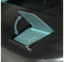 Geschirrspülerfach für Reiniger mit geöffnetem Deckel