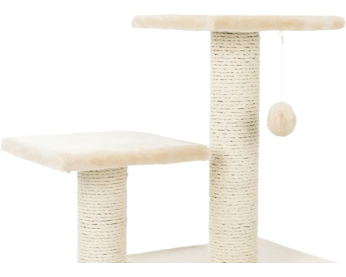 Arbre à chat avec deux plateformes et balle de jeu