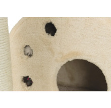 Vue détaillée d'un arbre à chat avec des ouvertures de jeu