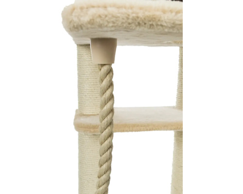 Gros plan d'un arbre à chat avec tronc en sisal et surfaces de couchage