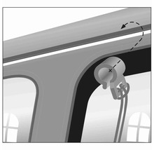 Illustration d'un store avec mouvement rotatif