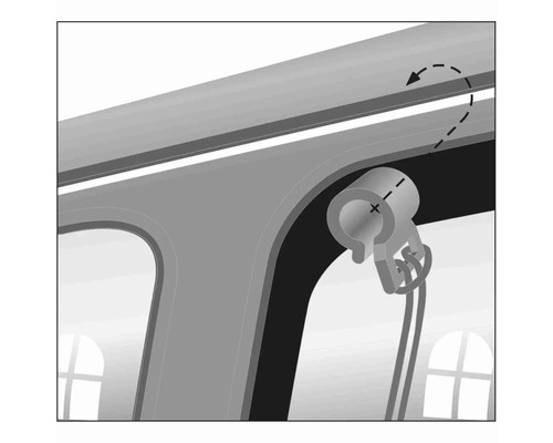 Illustration d'un store avec mouvement rotatif