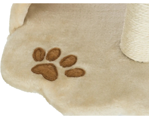 Détail d'un arbre à chat avec une empreinte de patte