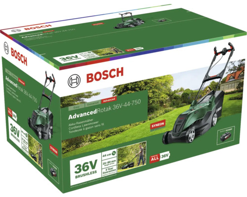 Emballage de la tondeuse à gazon sans fil Bosch AdvancedRotak 36V-44-750