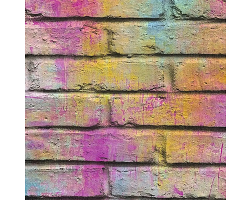 Gros plan d'un papier peint en briques avec des éclaboussures de peinture