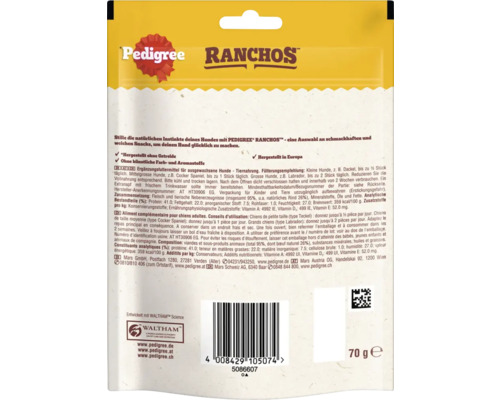 Pedigree Ranchos Hundesnack Verpackung, hergestellt ohne Getreide, ohne künstliche Farb- und Aromastoffe, hergestellt in Europa