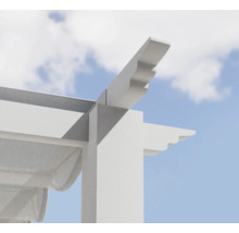Vue détaillée d'une pergola blanche avec protection solaire