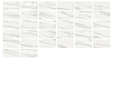 Anordnung von Wandfliesen mit Marmoroptik.