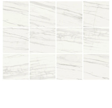 Plusieurs carreaux blancs aspect marbre.