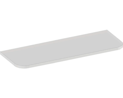 Tablette blanche avec coins arrondis pour étagères ou armoires.