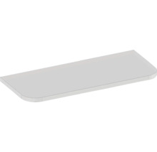 Tablette rectangulaire blanche avec coins arrondis.