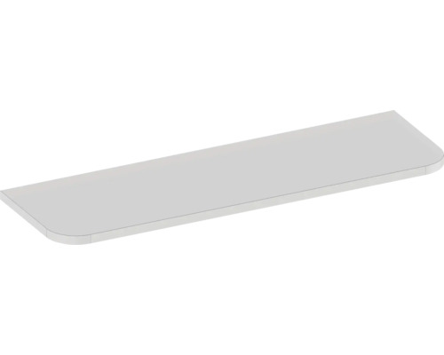 Tablette d'étagère blanche avec coins arrondis.