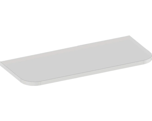 Tablette d'étagère blanche avec coins arrondis.
